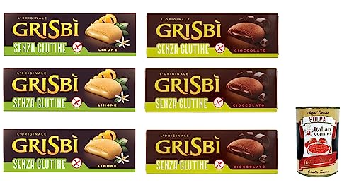 Testpaket Vicenzi Grisbì gluten frei kekse Mürbeteiggebäck, gefüllt mit weicher Zitrone und Schokolade creme 7x 150 g + italian Gourmet polpa 400g von Italian Gourmet E.R.