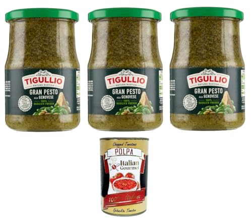 Tigullio GranPesto Pesto alla Genovese mit Basilikum 3x 500g Sauce Soße+ Italian Gourmet polpa 400g von Italian Gourmet E.R.