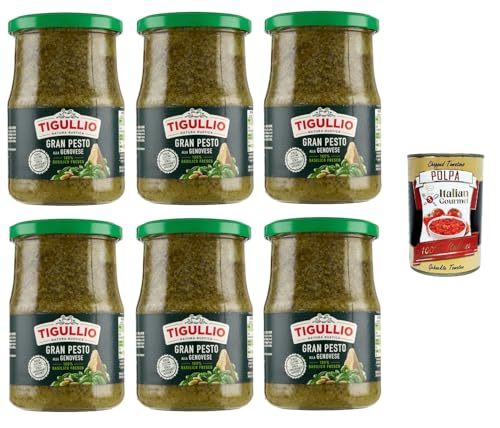 Tigullio GranPesto Pesto alla Genovese mit Basilikum 6x 500g Sauce Soße+ Italian Gourmet polpa 400g von Italian Gourmet E.R.