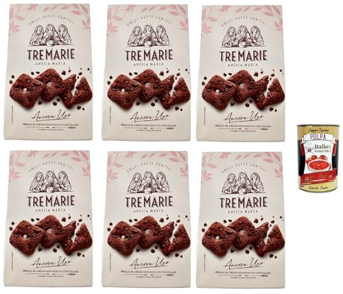 Tre Marie Ancora Uno Frolla al Cacao con Gocce di Cioccolato Kekse Kakao Kekse mit Tropfen aus Dunkler Schokolade Biscuits 6x 315g Packung + italian Gourmet polpa 400g von Italian Gourmet E.R.