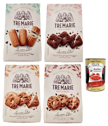 Tre Marie Ancora Uno Testpaket , Kekse mit Kakao 4x stuck, cookies biscuit altmodisches Gebäck 100% Italienische Kekse + Italian Gourmet polpa 400g von Italian Gourmet E.R.