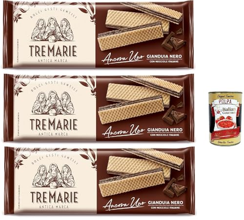 Tre Marie Ancora Uno Wafer Gianduia Nero mit Gianduja-Creme Produkt erhalten von Piemont Haselnuss IGP 3x 175g + Italian Gourmet polpa 400g von Italian Gourmet E.R.