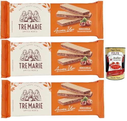 Tre Marie Ancora Uno Wafer Nocciola Waffeln mit Haselnusscreme Produkt erhalten von Piemont Haselnuss IGP 3x 175g + Italian Gourmet polpa 400g von Italian Gourmet E.R.