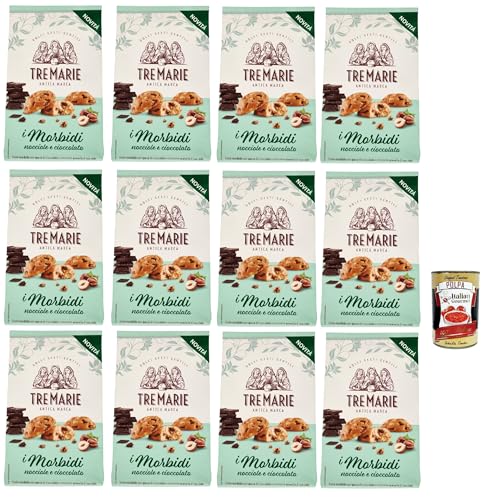 Tre Marie Biscotti i Morbidi Nocciole e Cioccolato, Kekse mit Schokoladentropfen und knackigen Haselnusskörnern 12x 300g + Italian Gourmet Polpa di Pomodoro 400g von Italian Gourmet E.R.