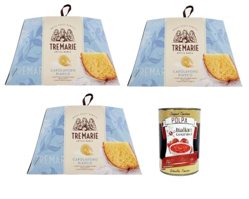 Tre Marie Il Capolavoro Bianco - Magie der Begegnung zwischen Panettone und Pandoro - Traditionelles Weihnachtsdessert - Weihnachts Kuchen -3x 800g + Italian Gourmet polpa 400g von Italian Gourmet E.R.