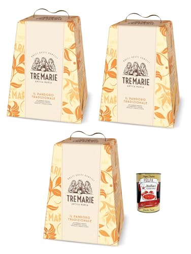 Tre Marie Il Pandoro tradizionale, weiche mit feiner französischer Butter 3x 750g + Italian gourmet polpa 400g von Italian Gourmet E.R.