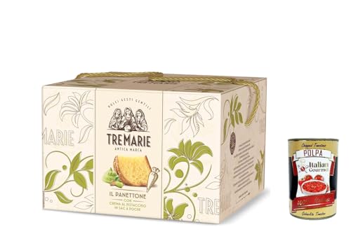 Tre marie Panettone al Pistacchio Weihnachtskuchen mit Pistazien und Zuckerweichteig mit Pistazienwürfeln 950 g + Italian Gourmet polpa 400g von Italian Gourmet E.R.