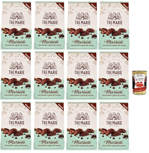 Tre marie biscotti, i morbidi cioccolato e fave di cacao, Schokolade und Kakaobohnen biscuits Kekse 12x 300 g + Italian Gourmet polpa 400g von Italian Gourmet E.R.