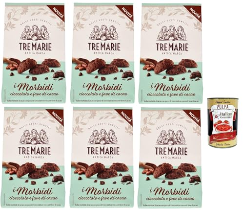 Tre marie biscotti, i morbidi cioccolato e fave di cacao, Schokolade und Kakaobohnen biscuits Kekse 6x 300 g + Italian GOurmet polpa 400g von Italian Gourmet E.R.