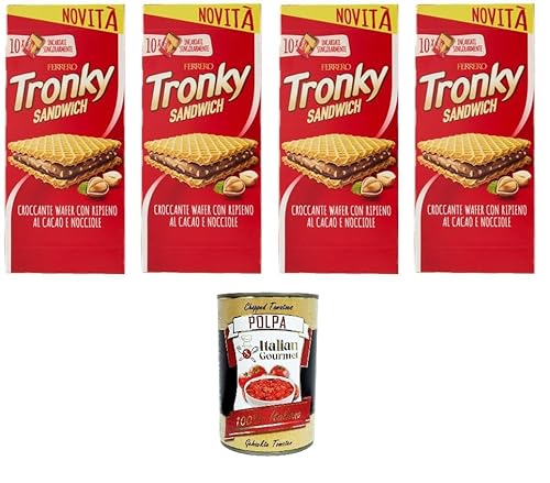 Tronky Sandwich Crispy Wafer mit Kakao- und Haselnussfüllung 4x220gr +Italian Gourmet polpa 400g von Italian Gourmet E.R.