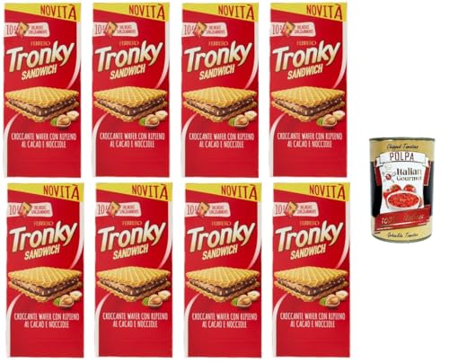 Tronky Sandwich Crispy Wafer mit Kakao- und Haselnussfüllung 8x 220gr +Italian Gourmet polpa 400g von Italian Gourmet E.R.