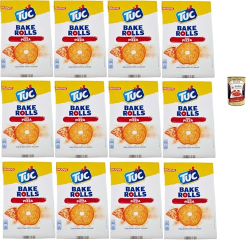 Tuc Bake Rolls, Chips di Pane Sottile e Croccante gusto PIzza, Im Ofen gebackene, dünne und knusprige PIzza Brotchips 12x 150 g + Italian Gourmet polpa 400g von Italian Gourmet E.R.