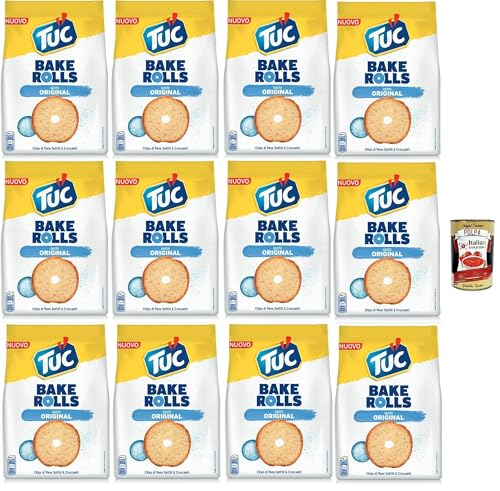 Tuc Bake Rolls, Chips di Pane Sottile e Croccante gusto sale, Im Ofen gebackene, dünne und knusprige Brotchips 12x 150 g + Italian Gourmet polpa 400g von Italian Gourmet E.R.