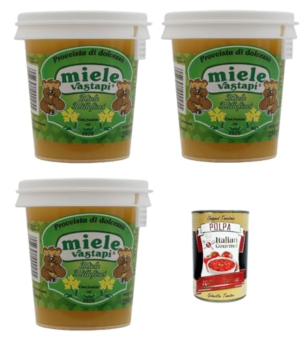 Vastapi Honey millefiori denso, Dichter Honig 3x 250g + Italian Gourmet polpa 400g von Italian Gourmet E.R.