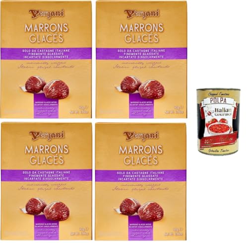 Vergani Marron Glacès Interi in Astuccio Ganze Marron Glacès im Karton 4x140gr + Italian Gourmet polpa 400g von Italian Gourmet E.R.