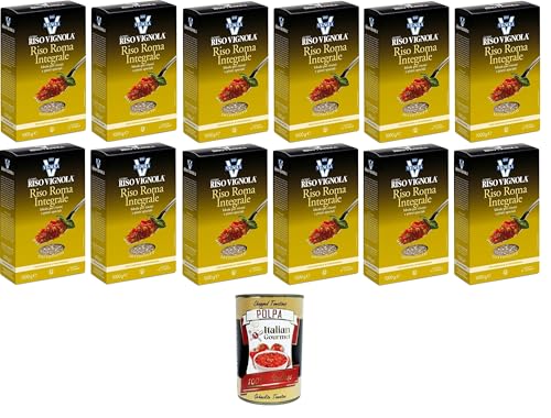 Vignola Riso Roma Integrale Vollkorn-Roma-Reis ideal für Risottos und besondere Gerichte 12x1kg+ Italian gourmet polpa 400g von Italian Gourmet E.R.