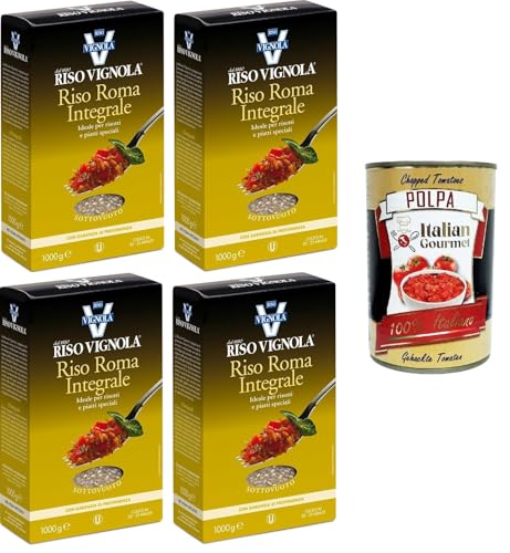 Vignola Riso Roma Integrale Vollkorn-Roma-Reis ideal für Risottos und besondere Gerichte 4x1kg+ Italian gourmet polpa 400g von Italian Gourmet E.R.