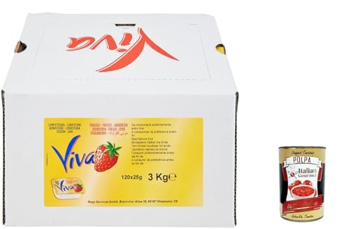 Viva HO.RE.CA Confettura di Fragola Einzeldosis Erdbeermarmelade 120x 25gr + Italian Gourmet polpa 400g von Italian Gourmet E.R.