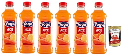 Yoga ACE, Orange, Karotte und Zitrone Früchte Fruchtsaft Getränk Fruchtgeschmack PET flasche 6x 1000 ml fruit juice + Italian Gourmet polpa 400g von Italian Gourmet E.R.