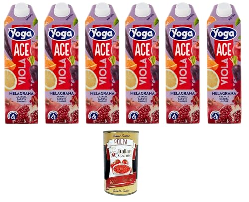 Yoga ACE Viola Mehrfruchtsaft, Melagrana, Arancia, Carota, Limone, Lila Granatapfel Orange Karotte Zitrone 6x1L+ Italian Gourmet Polpa di Pomodoro 400g von Italian Gourmet E.R.