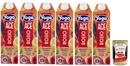 Yoga Fruchtsaft ACE Rosso, Rote Blutorange Orange Karotte Zitrone 6x 1000 ml + Italian Gourmet polpa 400g von Italian Gourmet E.R.