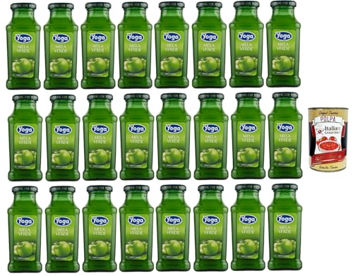 Yoga Magic Bar flasche Fruchtsaft fruit juice Mela verde, grüner Apfel-Fruchtsaft saft 24x 200 ml + Italian Gourmet polpa 400g von Italian Gourmet E.R.