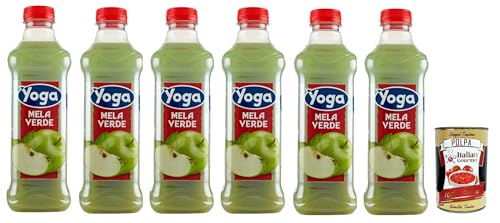 Yoga Succo di frutta Mela Verde, grüner Apfel Früchte Fruchtsaft Getränk Fruchtgeschmack PET flasche 6x 1000 ml fruit juice + Italian Gourmet polpa 400g von Italian Gourmet E.R.