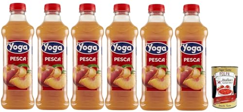 Yoga Succo di frutta Pesca, Pfirsch Früchte Fruchtsaft Getränk Fruchtgeschmack PET flasche 6x 1000 ml fruit juice + Italian Gourmet polpa 400g von Italian Gourmet E.R.