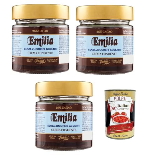 Zaini, Emilia Cerma extra fondente senza zuccheri aggiunti, Extra dunkle Brotaufstriche Creme ohne Zucker 3x 200g + Italian Gourmet polpa 400g von Italian Gourmet E.R.