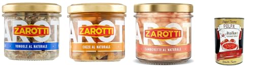Zarotti Testpaket, Vongole, Cozze und Gamberetti al naturale, muscheln ohne Schale' in Salzlake + Italian Gourmet polpa 400g von Italian Gourmet E.R.