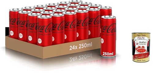 Zero Sugar, 24x 250 ml Dosen, der gesamte Geschmack der -Formel ohne Kalorien, Mini dozen, 100% recycelbare, Erfrischungsgetränk mit Süßungsern + Italian Gourmet polpa 400g von Italian Gourmet E.R.