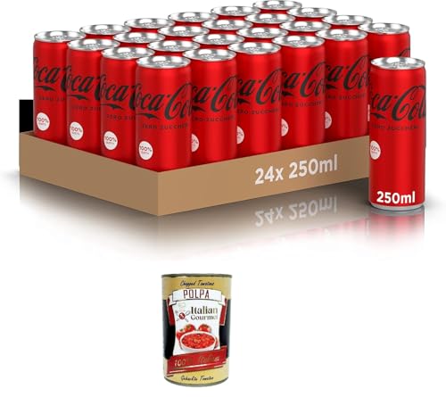 Zero Sugars – 24 Dosen à 250 ml, der ganze Geschmack der -Formel ohne Kalorien, alkoholfreies Getränk mit Süßungsmitteln+ Italian Gourmet Polpa di Pomodoro 400g von Italian Gourmet E.R.