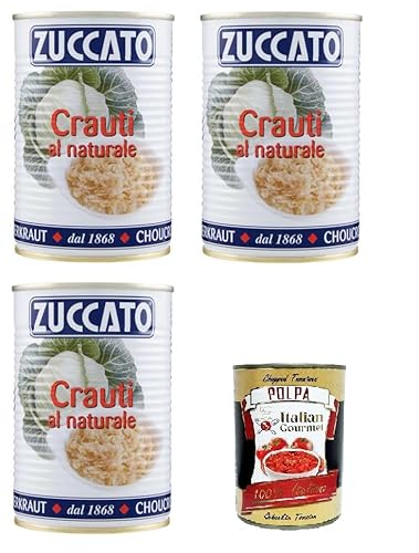 Zuccato Crauti al Naturale Natürliches Sauerkraut 3x 385gr+ Italian Gourmet polpa 400g von Italian Gourmet E.R.