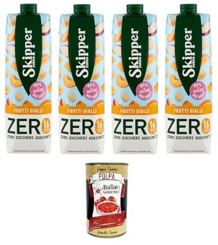 Zuegg Skipper Frutti Gialli Zero Yellow Fruits Zero Drink auf Basis von Fruchtsäften und Pürees 4x1000 ml + Italian Gourmet polpa 400g von Italian Gourmet E.R.