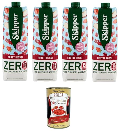 Zuegg Skipper Frutti Rossi Zero Drink auf Basis von Fruchtsäften und Pürees 4x1000 ml + Italian Gourmet polpa 400g von Italian Gourmet E.R.