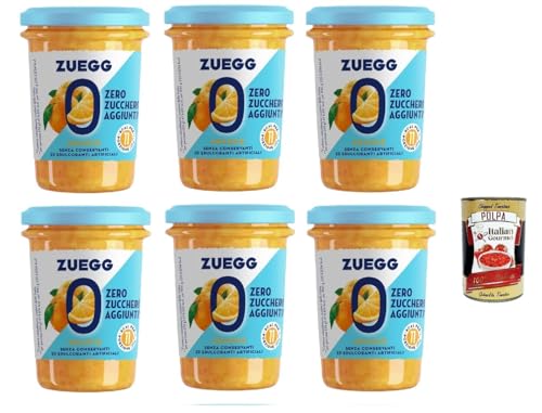 Zuegg Zero Arance Orange Marmelade Jam Ohne Zuckerzusatz,Frei von Konservierungsstoffen 6x 220g Glas + Italian Gourmet Polpa di Pomodoro 400g Dose von Italian Gourmet E.R.