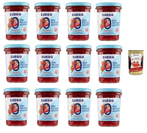 Zuegg Zero Fragole, Erdbeeren Marmelade Jam Ohne Zuckerzusatz,Frei von Konservierungsstoffen 12x 220g Glas + Italian Gourmet Polpa di Pomodoro 400g Dose von Italian Gourmet E.R.