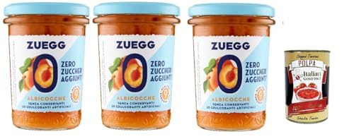 Zuegg zero zuccheri Aprikosen Konfitüre marmelade jam Zuckerfrei, 3x 220g + Italian Gourmet Polpa 400g von Italian Gourmet E.R.