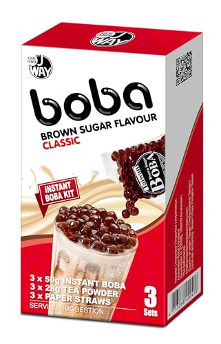 JWAY Instant Boba Bubble Tea - Classic - 3 Portionen - Komplett mit Bobas & Nachhaltigem Strohhalm von J WAY LOCAL FLAVOR