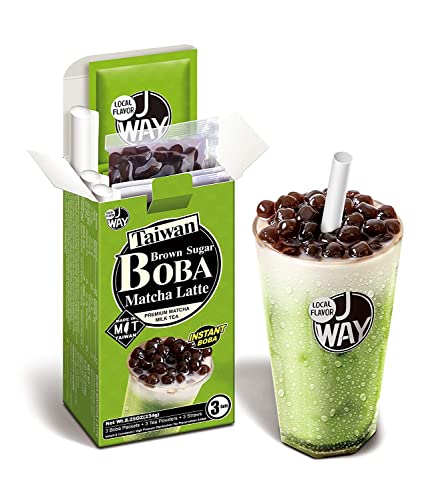 JWAY Instant Boba Bubble Tea – Matcha - 3 Portionen - Komplett mit Bobas & Nachhaltigem Strohhalm von J WAY LOCAL FLAVOR