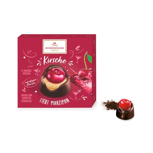 Niederegger | Pralinen Marzipan Kirsche Zartbitterschokolade | Marzipan mit Schokoladenüberzug | 6 dunkle Schokoladen - 108 Gr von J.G. NIEDEREGGER LUBECK