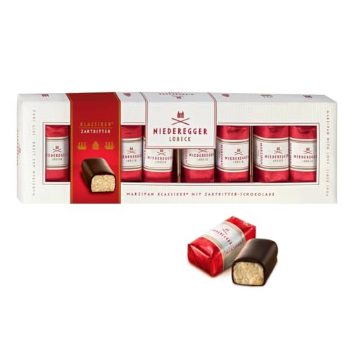 Niederegger | Pralinen Marzipan Zartbitterschokolade | Marzipan mit Schokoladenüberzug | 8 dunkle Schokoladen gefüllt mit Marzipan - 100 Gr von J.G. NIEDEREGGER LUBECK