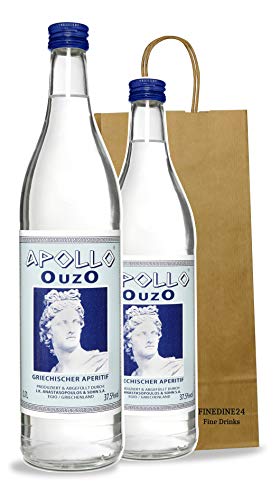 Griechischer Ouzo Apollo | milder Uzo aus Griechenland Premium 2x 700ml (Geschenk Tasche) von J.K. Anastasopoulos & Sohn S.A.