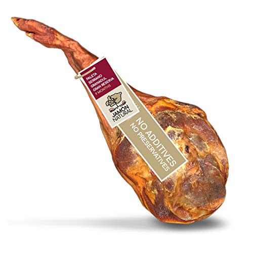 Jamon Serrano Spanischer Schinken | 3,5 kg Vorderschinken Serrano Gran Reserva | 100% natürlich - keine Zusatzstoffe oder Konservierungsmittel | Gewinner eines Great Taste Award 2020 von JAMONNATURAL