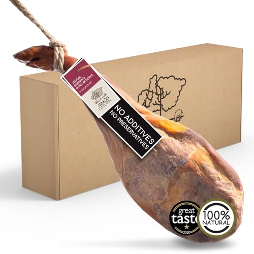 Jamon Serrano Spanischer Schinken | 4,0 kg Vorderschinken Serrano Gran Reserva | 100% natürlich - keine Zusatzstoffe oder Konservierungsmittel | Gewinner eines Great Taste Award 2020 von JAMONNATURAL