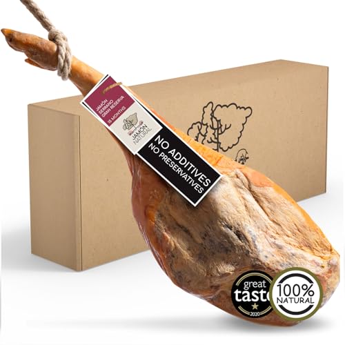 Jamon Serrano Spanischer Schinken | 6,0-6,5 kg Hinterschinken Serrano Gran Reserva | 100% natürlich - keine Zusatzstoffe oder Konservierungsmittel | Gewinner eines Great Taste Award 2020 von JAMONNATURAL