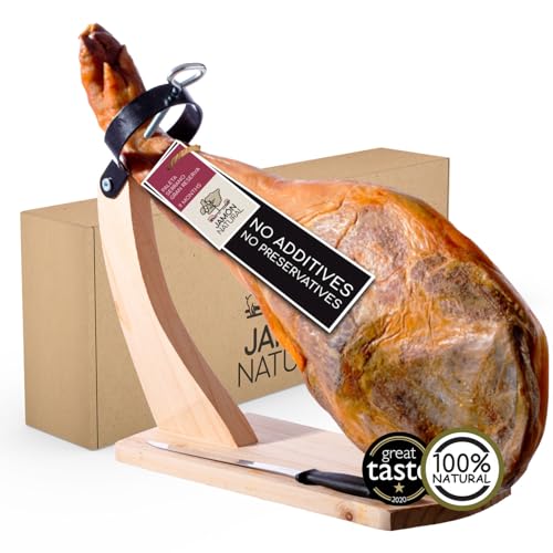 Jamon Serrano Spanischer Schinken-Set | 3,5 kg Paleta Serrano Gran Reserva | 100% natürlich – ohne Zusätze oder Konservierungsstoffe | Great Taste Awards 2020 | Gold Star Gewinner Serrano Schinken von JAMONNATURAL