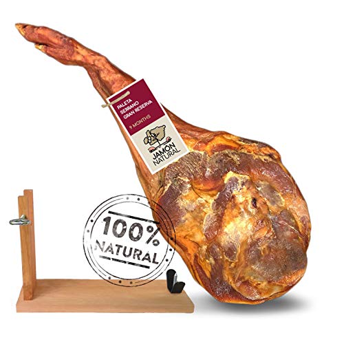 Jamon Serrano Spanischer Schinken Set | 4,0 kg Vorderschinken Serrano Gran Reserva | 100% natürlich - keine Zusatzstoffe oder Konservierungsmittel | Gewinner eines Great Taste Award 2020 von JAMONNATURAL