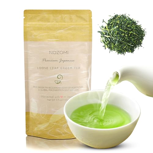 Nozomi japanischer Tee, Kabuse-Sencha grüner Tee, Veganer Japanischer grüner Tee Lose Blatt, Umhüllter Loser Japanischer grüner Tee, Reich an Antioxidantien – 100 Gramm von JAPANESE GREEN TEA CO.