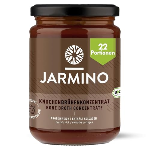 Bone broth | JARMINO | BIO Knochenbrühe Konzentrat vom Rind | Made in Germany | 220g (22 Portionen) | Reich an Bio Kollagen von JARMINO